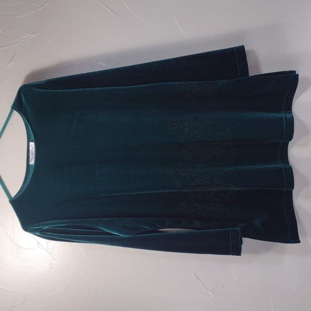 Diane Von Furstenberg Green Velvet/Velour Tunic Top Women's 1X